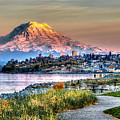 Sunset on MT Rainier and Point Ruston